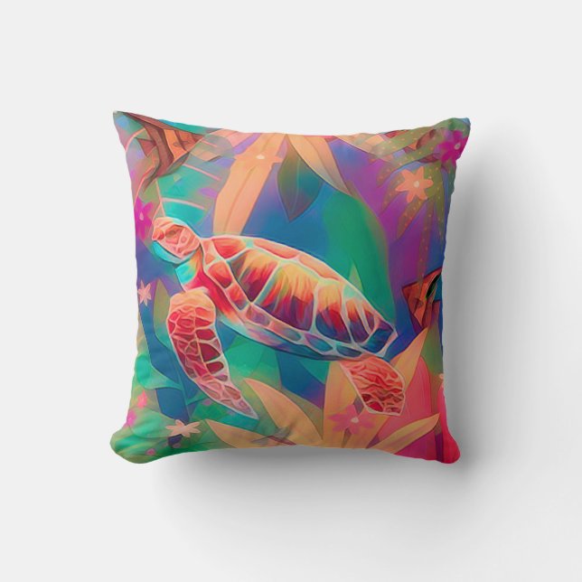 Coussin Tortue de mer et poisson-ange (Recto)