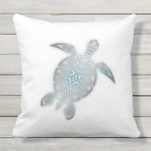 Coussin Tortue de mer Silver Blanc Côtier Nautique