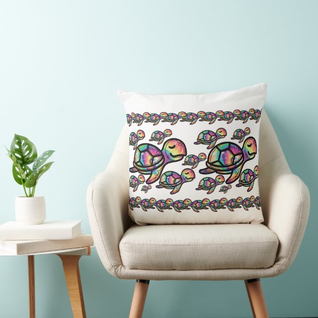 Coussin Tortue de mer Tie Dye vibrante (Chaise)