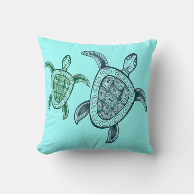 Coussin Tortue d'Hawaï Aloha (Recto)