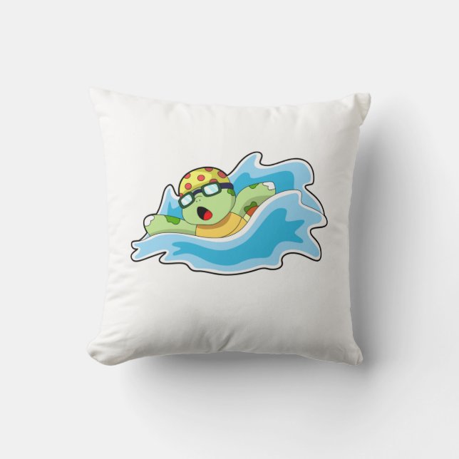 Coussin Tortue en nage dans l'eau (Recto)