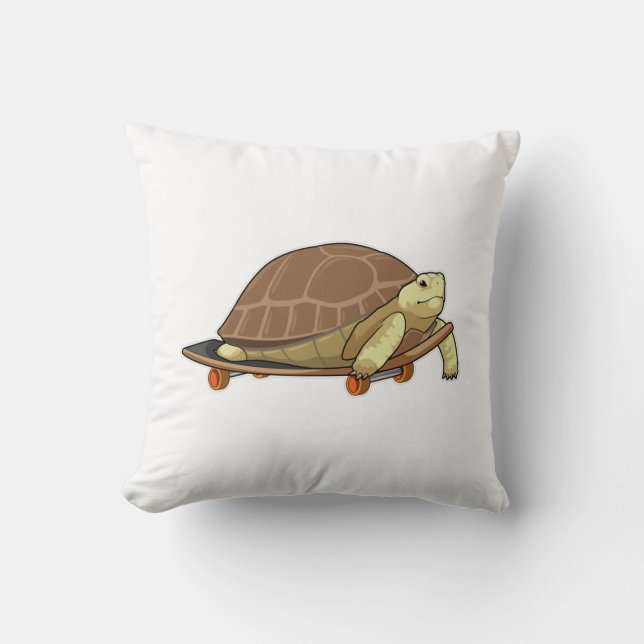 Coussin Tortue en patinage avec skateboard (Recto)