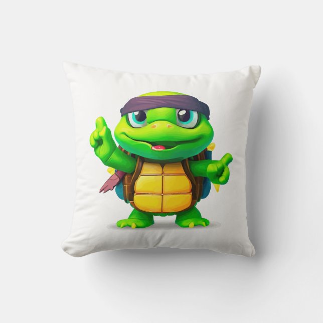 Coussin Tortue fantaisiste heureuse retour à l'école (Recto)
