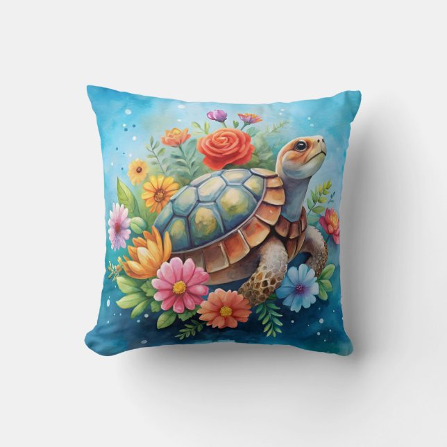 Coussin Tortue florale (Recto)