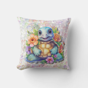 Coussin Tortue Florale Et Bubbles Baby Nursey