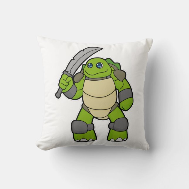 Coussin Tortue guerrière avec épée (Recto)