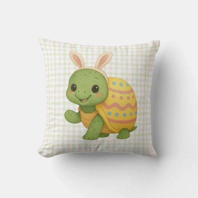 Coussin Tortue mignonne de Pâques/printemps (Recto)