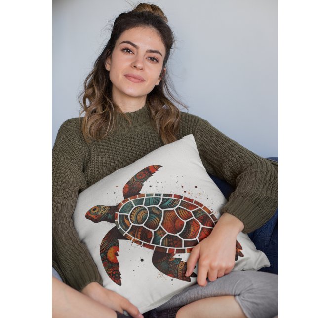 Coussin Tortue Mosaïque à Points (Créateur téléchargé)
