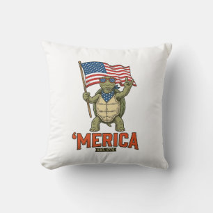 Coussin Tortue Patriotique ‘Merica Vintage Vector