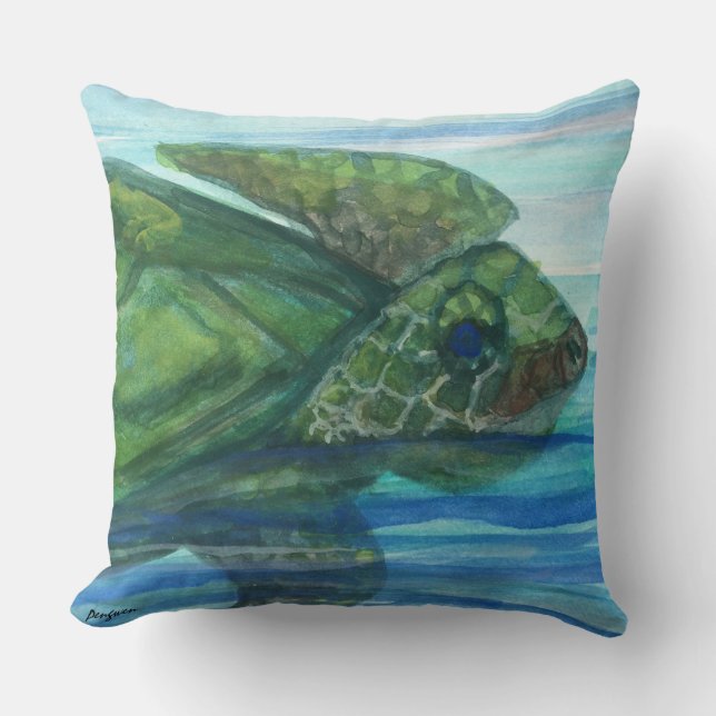 Coussin Tortue/plage réversibles du carreau 20x20 Maui (Recto)