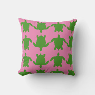 Coussin Tortue rose et verte