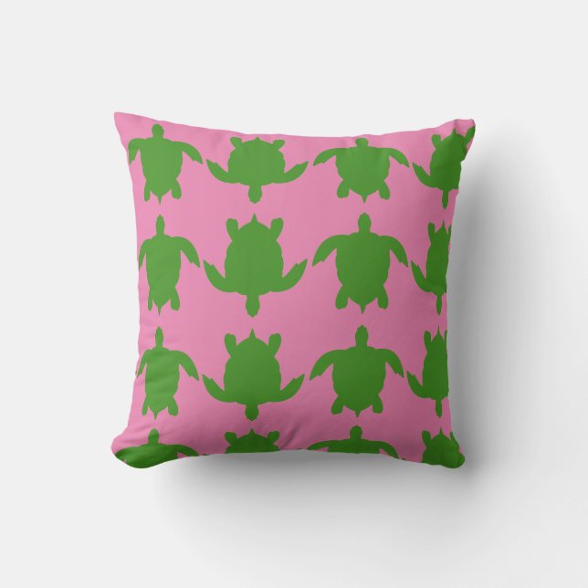 Coussin Tortue rose et verte (Recto)