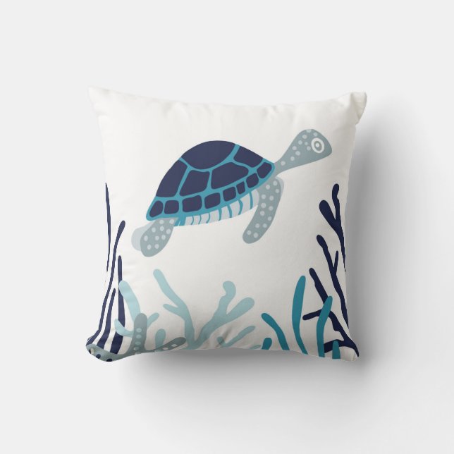 Coussin Tortue sous mer - mer (Recto)