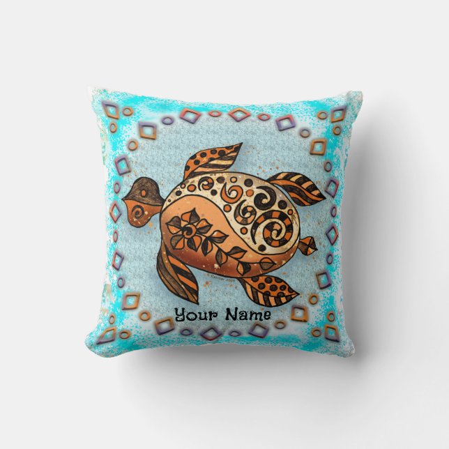 Coussin Tortue tribale (Recto)