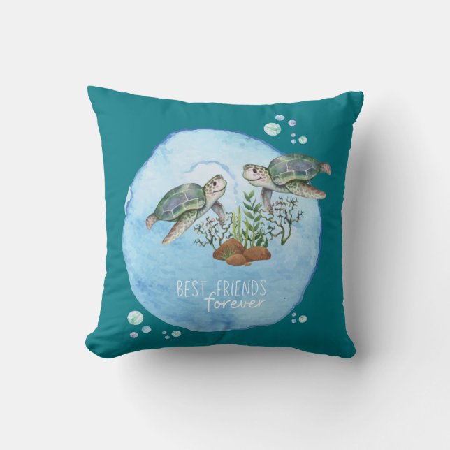 Coussin Tortues de mer BFF - Cadeaux personnalisés Best Fr (Recto)