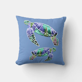 Coussin Tortues de mer bleu vert