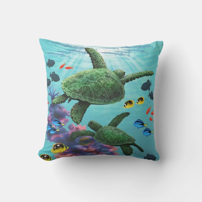 Coussin Tortues de mer hawaïennes de crique de Molokini (Recto)