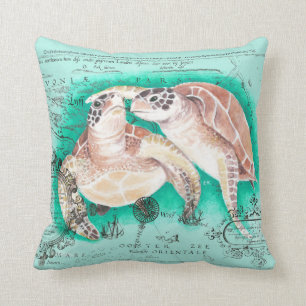 Coussin Tortues de mer turquoises