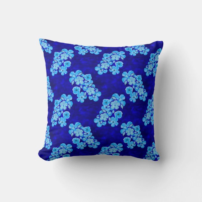 Coussin Tortues de Miel Bleu Océan Hibiscus Fleurs (Recto)