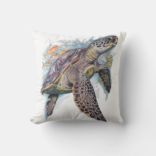 Coussin Tortuga de mar multicolore (Recto)