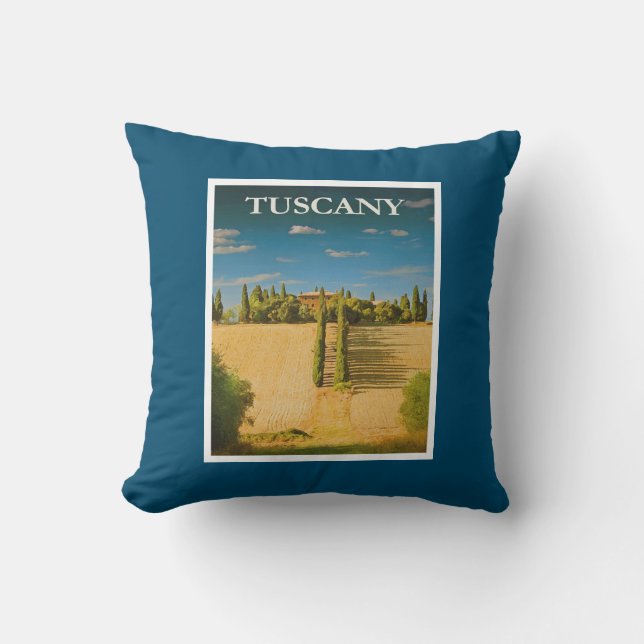 Coussin Toscane Italie Retro Poster Vintage voyage (Recto)
