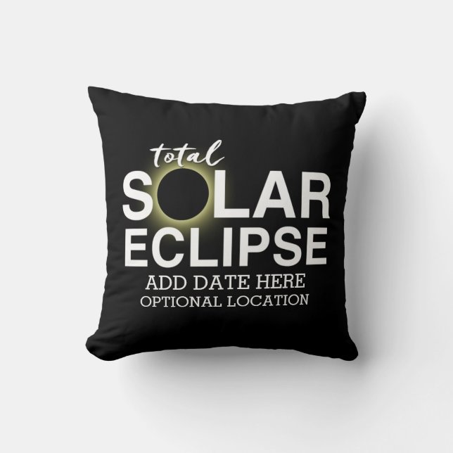 Coussin Total Solaire Eclipse - 2024 ou date personnalisée (Recto)