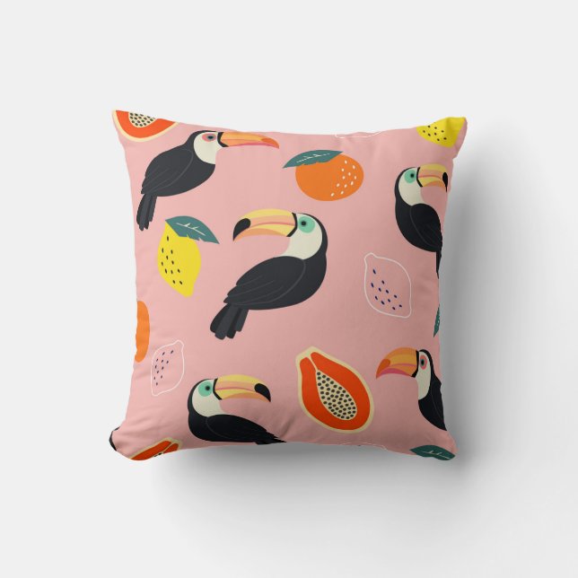 Coussin Toucan aux fruits tropicaux Abstraits (Recto)