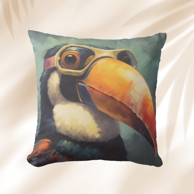 Coussin Toucan Pilote Aviateur Vintage Graphique (Créateur téléchargé)
