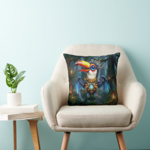 Coussin Toucan Steampunk au Clair de Lune.