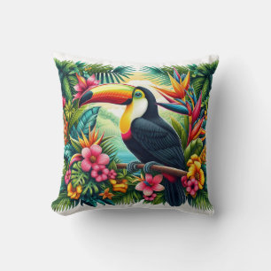 Coussin Toucan tropical/jungle oiseau