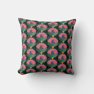Coussin Toucans & ananas Tropical Art Déco
