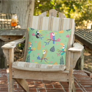 Coussin Toucans et perroquets