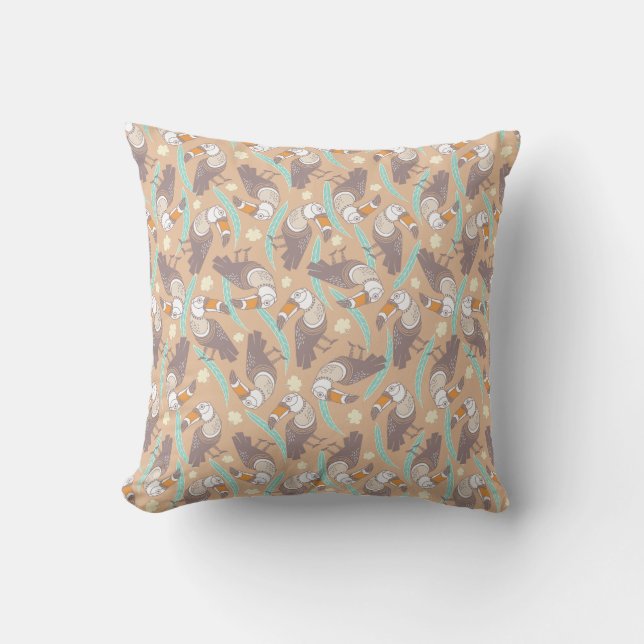 Coussin Toucans exotiques tendance  (Recto)