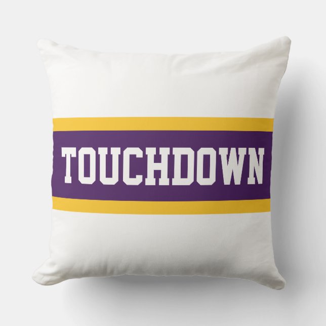 Coussin TOUCHDOWN Deep Purple Orange White Racing Stripes (Recto)