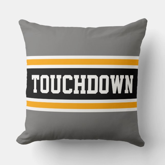 Coussin TOUCHDOWN Sporty Black Yellow Grey Stripes (Recto)