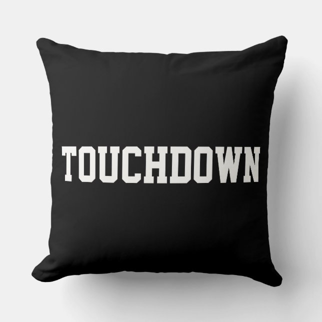Coussin TOUCHDOWN Sporty White Football Texte En Gras Noir (Recto)