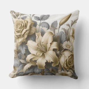 Coussin Touche Antique Jaune Floral Parfait