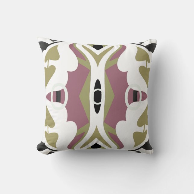 Coussin Touche moderne sur blanc/noir/mauve/vert (Recto)