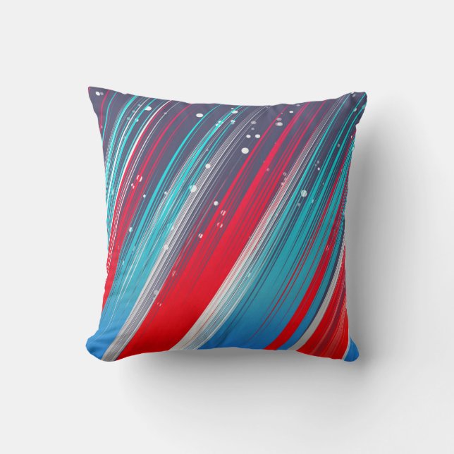 Coussin Touches de pinceau abstraites rouges blanches bleu (Recto)