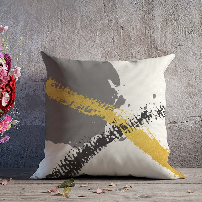 Coussin Touches Modernes - Or, Gris & Noir (Créateur téléchargé)