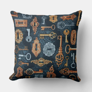 Coussin Touches Steampunk et trous de clé Motif lancer PIl