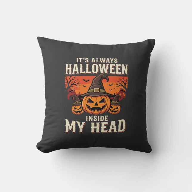 Coussin Toujours Citrouille de Halloween Design de Sorcièr (Recto)