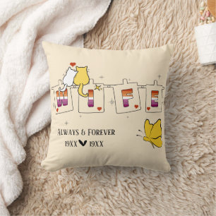 Coussin Toujours & Éternellement Drapeau Lesbien Coucher d