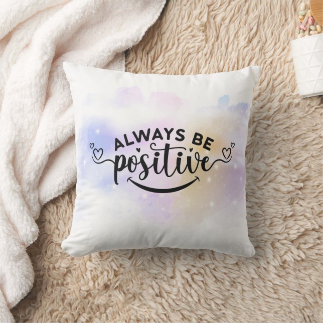 Coussin Toujours être positif violet jaune (Couverture)
