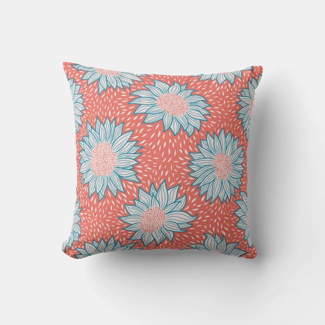 Coussin Toujours les fleurs de soleil rouge (Recto)