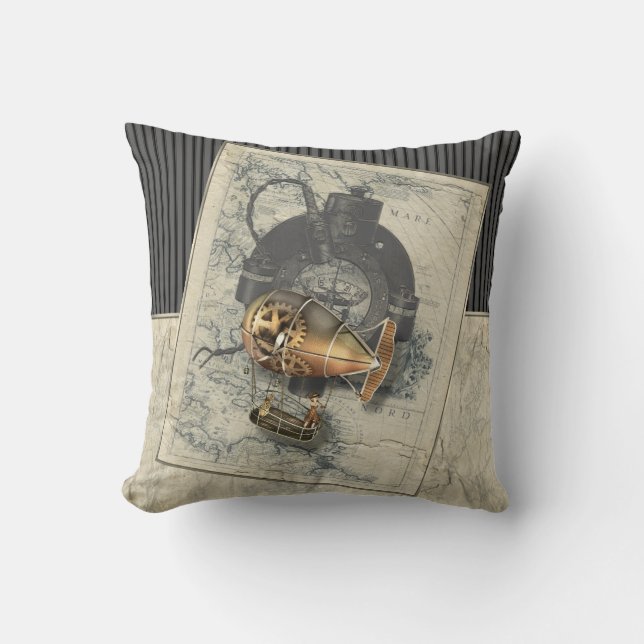 Coussin Tour de dirigeable de Steampunk (Recto)