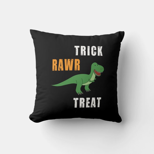 Coussin Tour de friandises Halloween T-Rex Mignon (Recto)