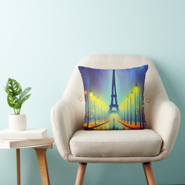 Coussin Tour Eiffel colorée la nuit (Chaise)
