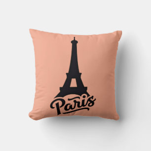 Coussin Tour Eiffel de Paris (France) en noir