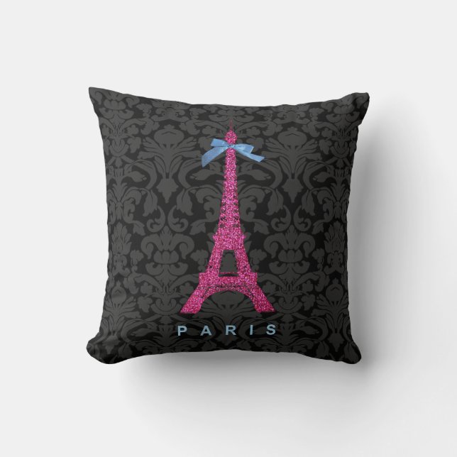 Coussin Tour Eiffel de roses indien dans des parties (Recto)